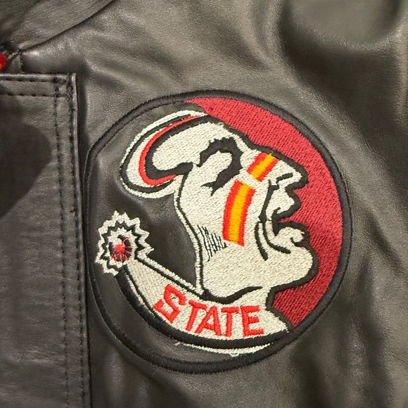 New With Tags Leather Vintage Look FSU Varsity Jacket, Sz M - Picture 5 of 8